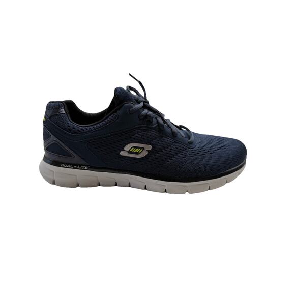 Skechers Track Leshur Men’s Walking Lace Up Shoes Mesh Size 9.5 Memory Foam Blue - Picture 1 of 12